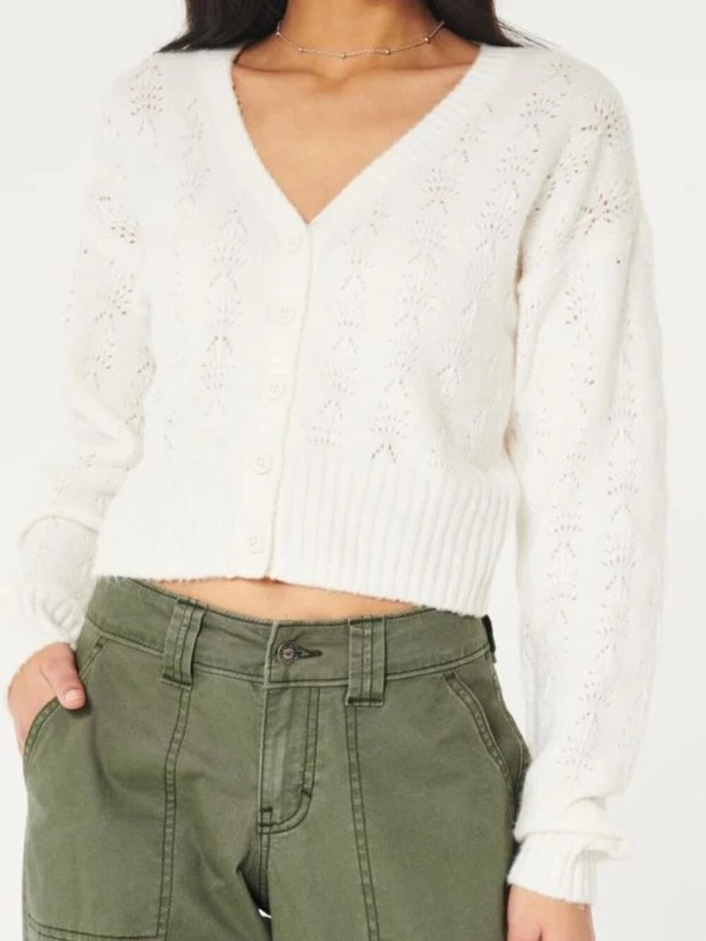Hollister Easy Cozy Textured Knit Button Up Cardigan size Small